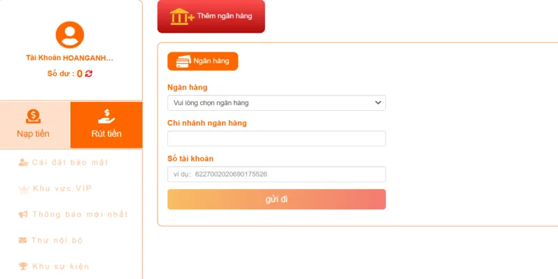 Liên kết tài khoản ngân hàng để rút tiền GK88 hợp lệ